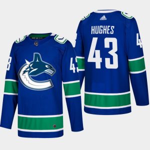 Herren Vancouver Canucks Eishockey Trikot Quinn Hughes #43 Heim Blau Authentic Player